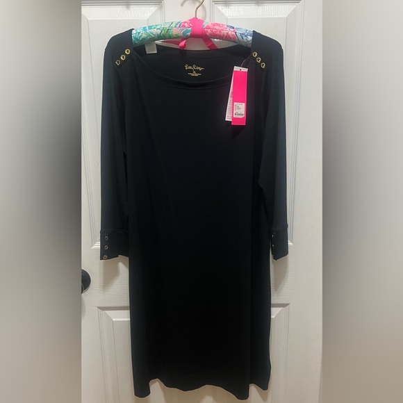 NWT Lilly Pulitzer Women's Black Sophie Dress UPF 50+ in ONYX XL - Picture 6 of 6